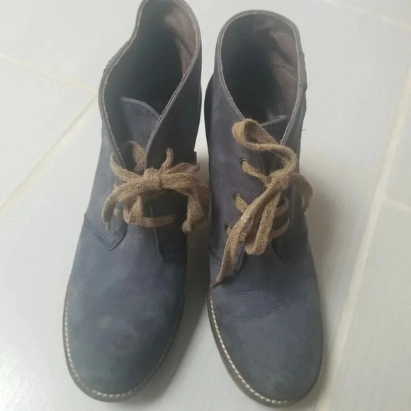 BROWNS smoky blue  lace up heeled shoes tan 39 - Picture 3 of 10